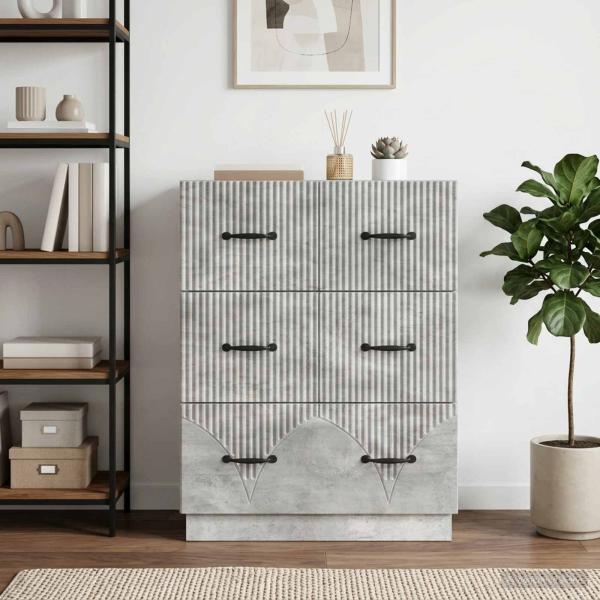 Schubladenschrank Betongrau 66 x 34,5 x 87 cm Holzwerkstoff