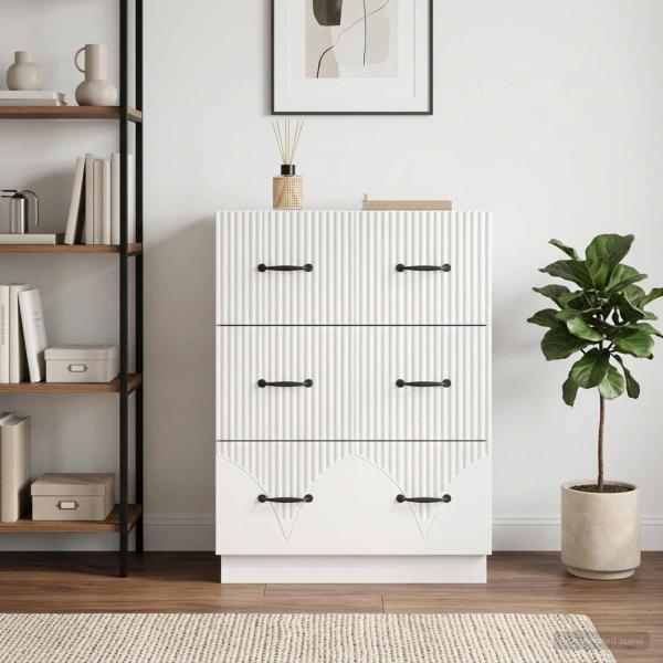 Schubladenschrank Hochglanz Weiß 66 x 34,5 x 87 cm