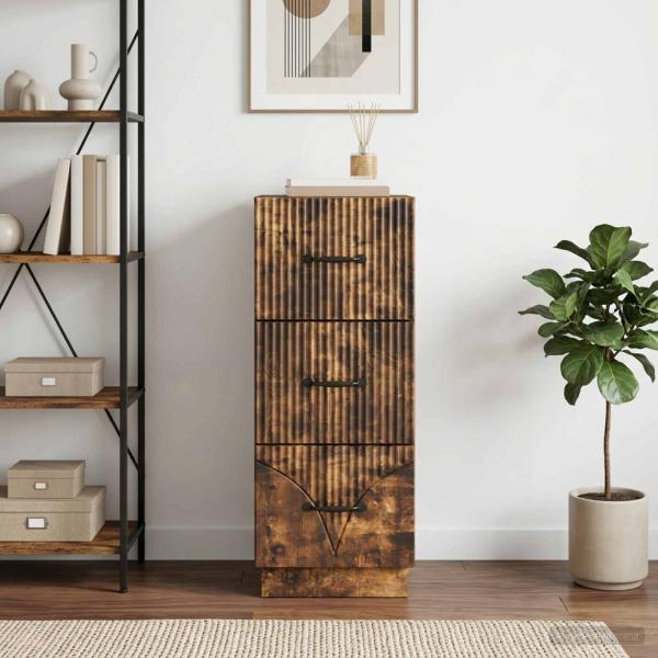 ARDEBO.de - Schubladenschrank 33 x 34,5 x 87 cm Holzwerkstoff R?uchereiche