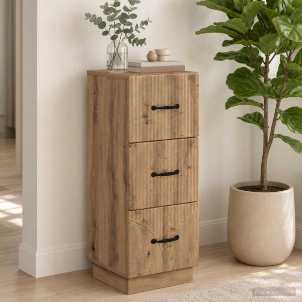 ARDEBO.de - Schubladenschrank 33 x 34,5 x 87 cm Holzwerkstoff Artisan-Eiche
