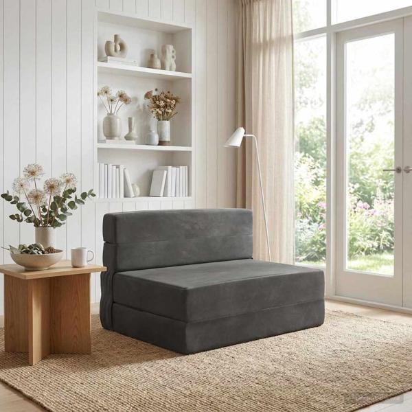 ARDEBO.de - Klappsofa Bett Dunkelgrau 70 x 80 x 60 cm Stoff
