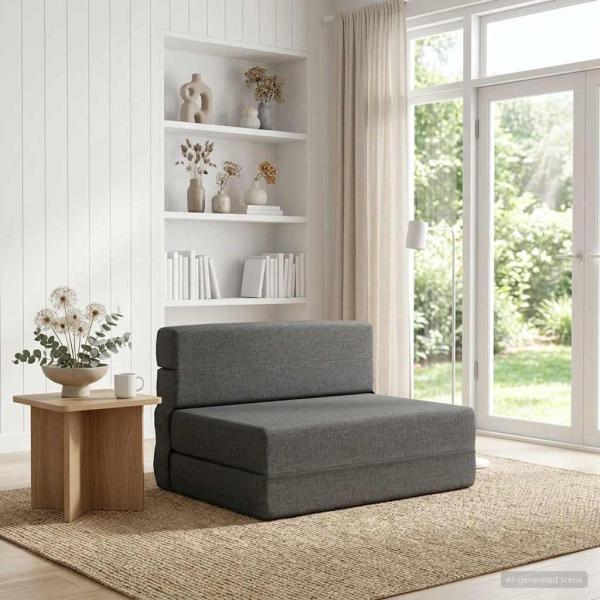 ARDEBO.de - Klappsofa Bett Hellgrau 100 x 80 x 60 cm Stoff