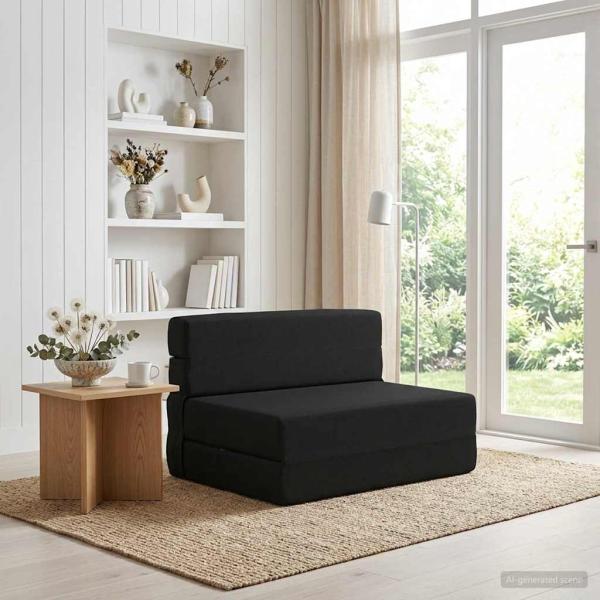 ARDEBO.de - Klappsofa Bett Schwarz 100 x 80 x 60 cm Stoff