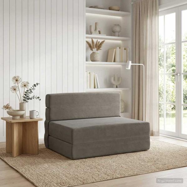 ARDEBO.de - Klappsofa Bett Hellgrau 100 x 80 x 60 cm Stoff