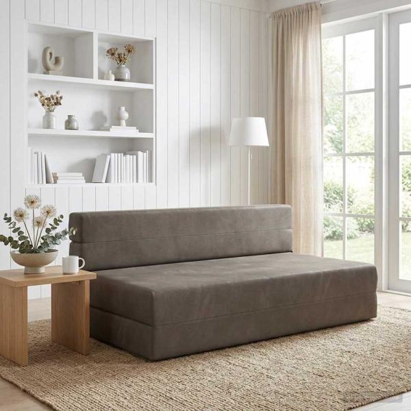 ARDEBO.de - Klappsofa Bett Hellgrau 152 x 86,5 x 60 cm Stoff