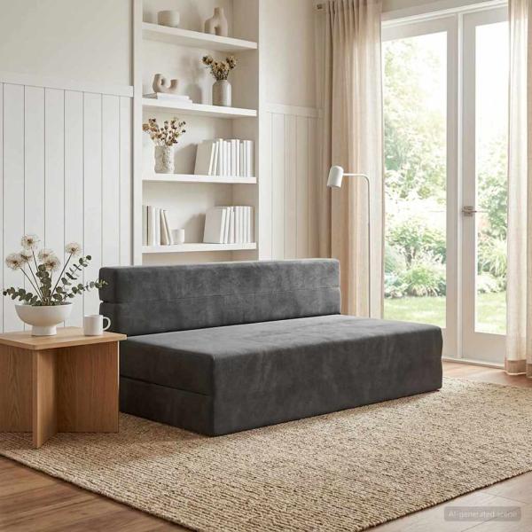 ARDEBO.de - Klappsofa Bett Dunkelgrau 152 x 86,5 x 60 cm Stoff