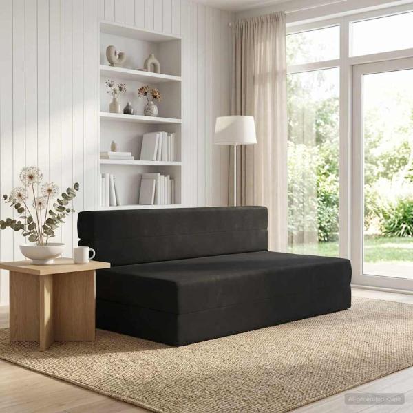 ARDEBO.de - Klappsofa Bett Schwarz 152 x 86,5 x 60 cm Stoff