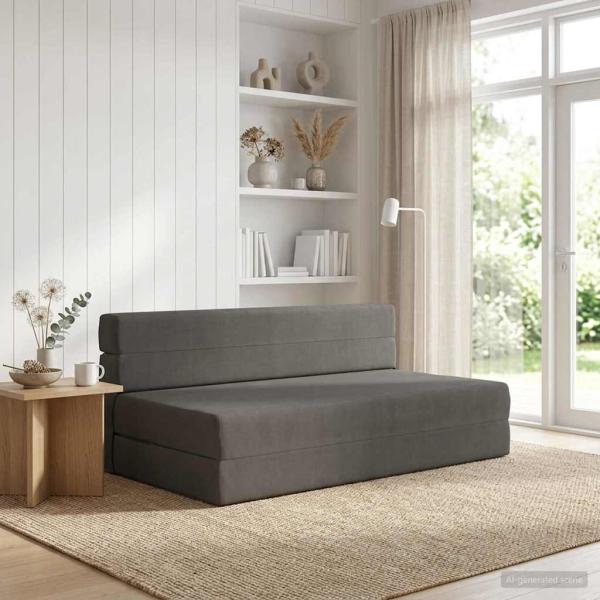 ARDEBO.de - Klappsofa Bett Dunkelgrau 152 x 86,5 x 60 cm Stoff