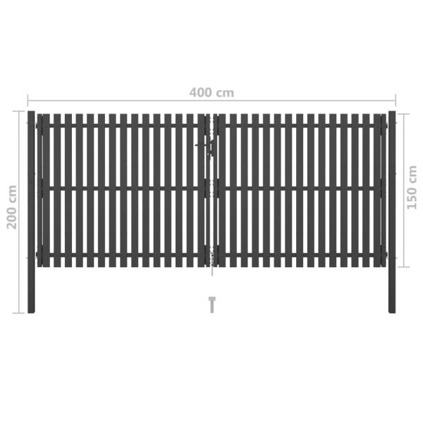 Gartentor aus Stahl 400 x 150 cm Anthrazit