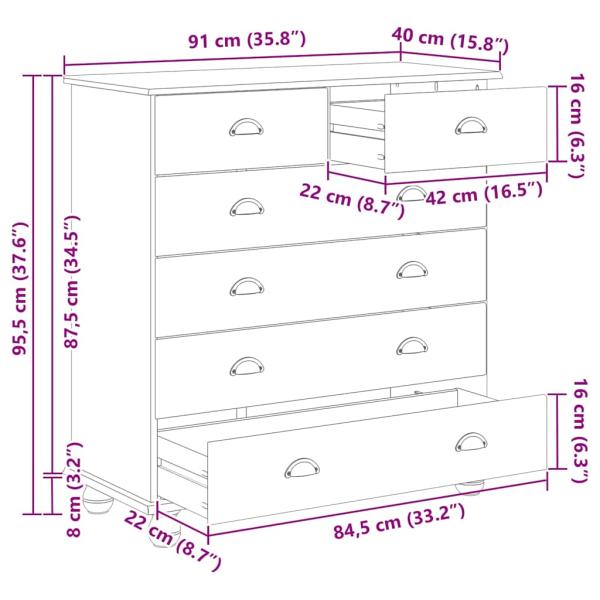 Schubladenkommode mit Schubladen ASKIM Weiß 91 x 40 x 95,5 cm