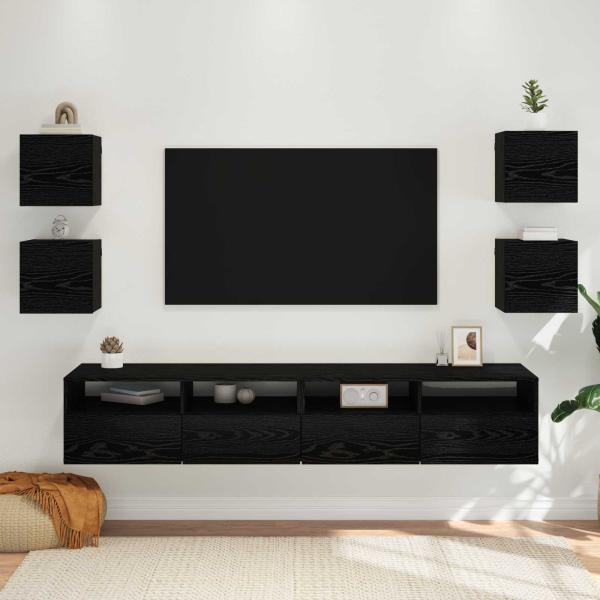 ARDEBO.de - Wandmontiertes TV-Regal 4 stk. Schwarz Eichen-Optik