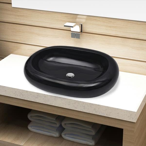 ARDEBO.de - Keramik Waschbecken schwarz oval