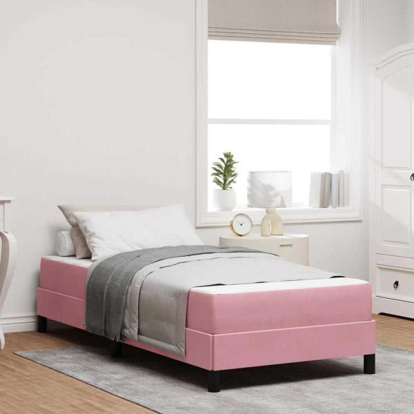 ARDEBO.de - Boxspringbett mit Matratze Rosa 80 x 210 cm Stoff