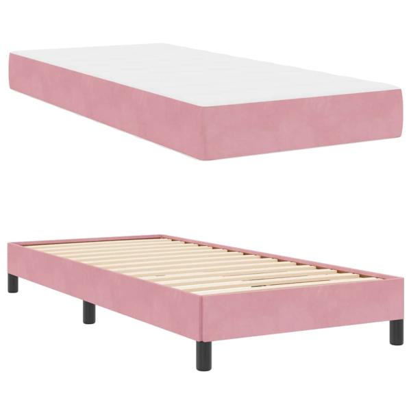 Boxspringbett mit Matratze Rosa 80 x 210 cm Stoff