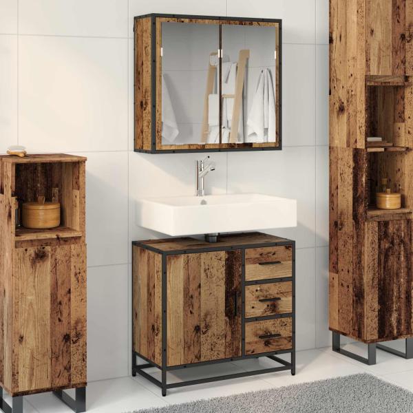ARDEBO.de - Badezimmermöbel-Set 2 stk. Altholz 65 x 33 x 60 cm