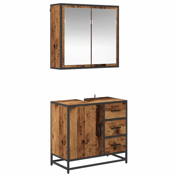 Badezimmermöbel-Set 2 stk. Altholz 65 x 33 x 60 cm