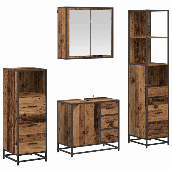 Badezimmermöbel-Set 4 Stk. Altholz Holzwerkstoff