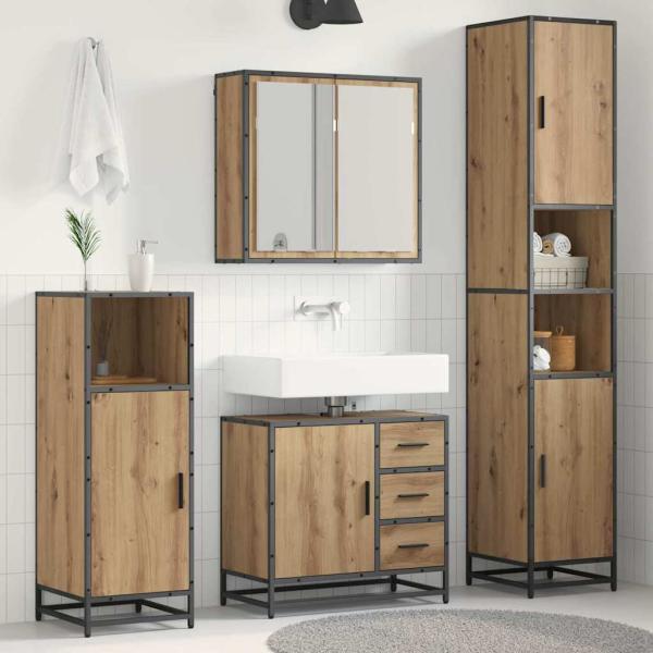 ARDEBO.de - Badezimmermöbel-Set 3 Stk. Artisan-Eiche Holzwerkstoff