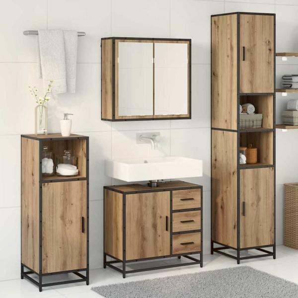 Badezimmermöbel-Set 3 Stk. Artisan-Eiche Holzwerkstoff