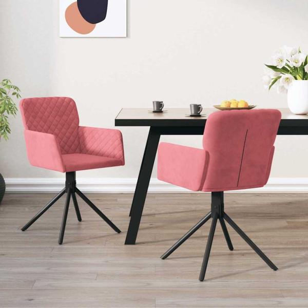 ARDEBO.de - Esszimmerstühle 2 Stk. Drehbar Rosa Samt