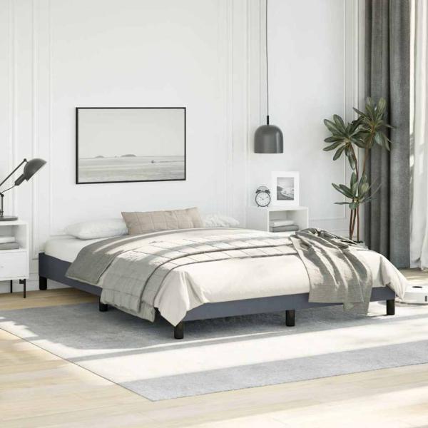 Bettgestell ohne Matratze Dunkelgrau 152x203 cm Queen-Size Samt