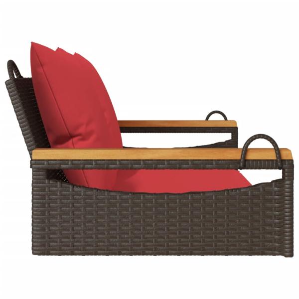 Hängebank mit Kissen Braun 109x62x40 cm Poly Rattan