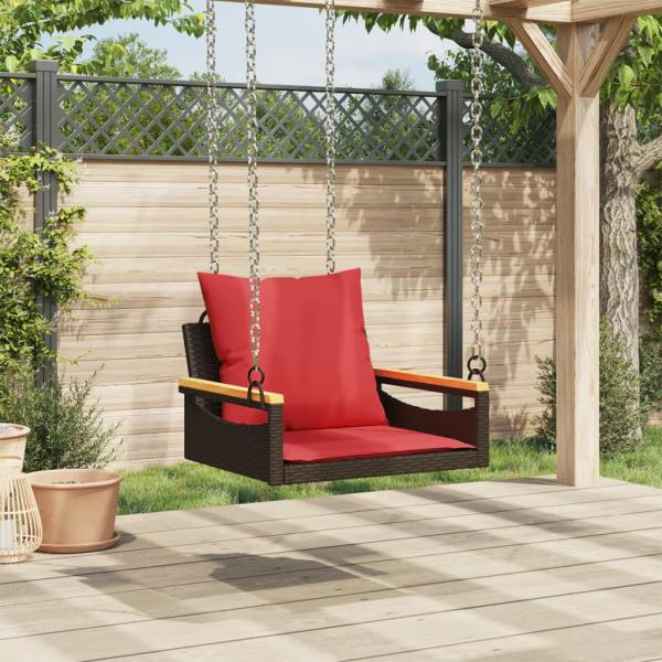 Hängesessel mit Kissen Braun 63x62x40 cm Poly Rattan