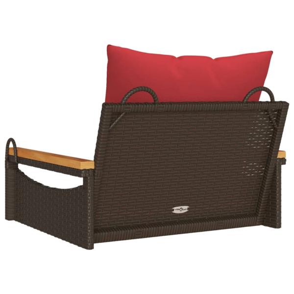 Hängesessel mit Kissen Braun 63x62x40 cm Poly Rattan