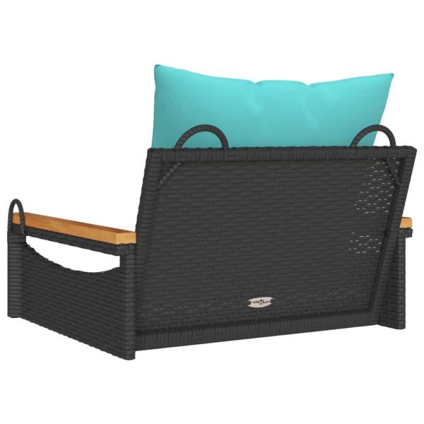 Hängesessel mit Kissen Schwarz 63x62x40 cm Poly Rattan