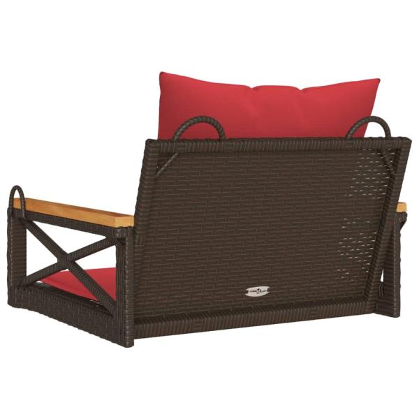 Hängesessel mit Kissen Braun 63x62x40 cm Poly Rattan