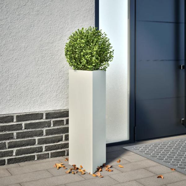 ARDEBO.de - Pflanzkübel 2 Stk. Weiß Dreieckig 30x26x75 cm Stahl