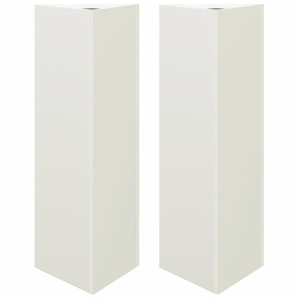 Pflanzkübel 2 Stk. Weiß Dreieckig 30x26x75 cm Stahl