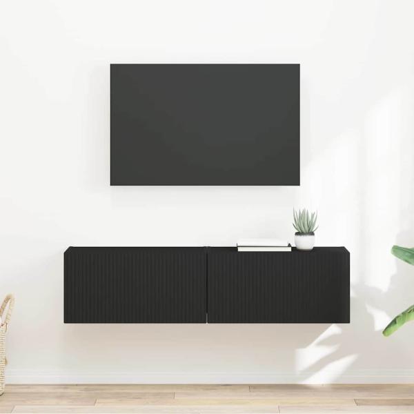 ARDEBO.de - TV-Wandschrank 2 stk. Schwarz Holzwerkstoff