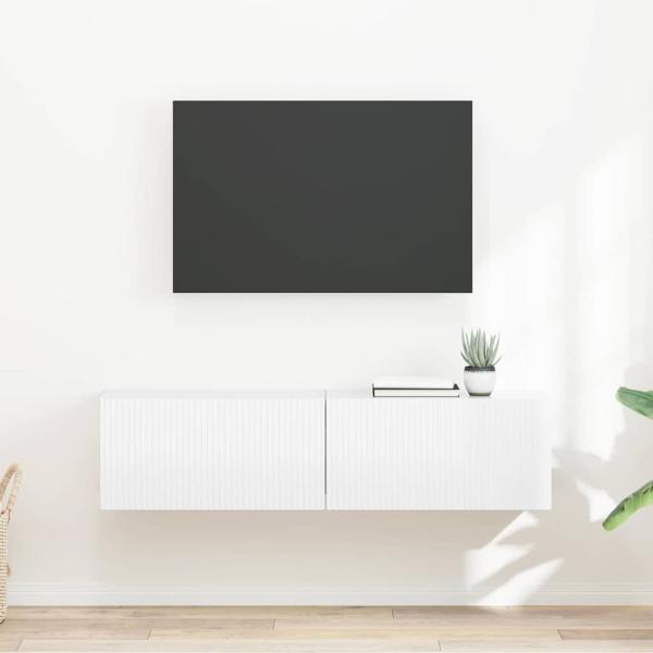 ARDEBO.de - TV-Wandschrank 2 stk. Glänzend Weiß Holzwerkstoff