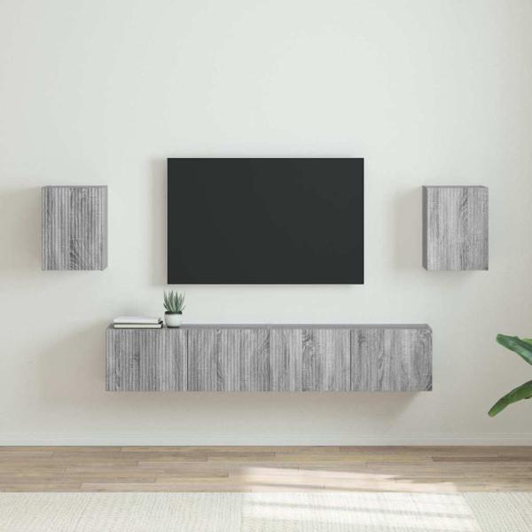 ARDEBO.de - TV-Wandschrank 2 stk. Sonoma-Grau Holzwerkstoff