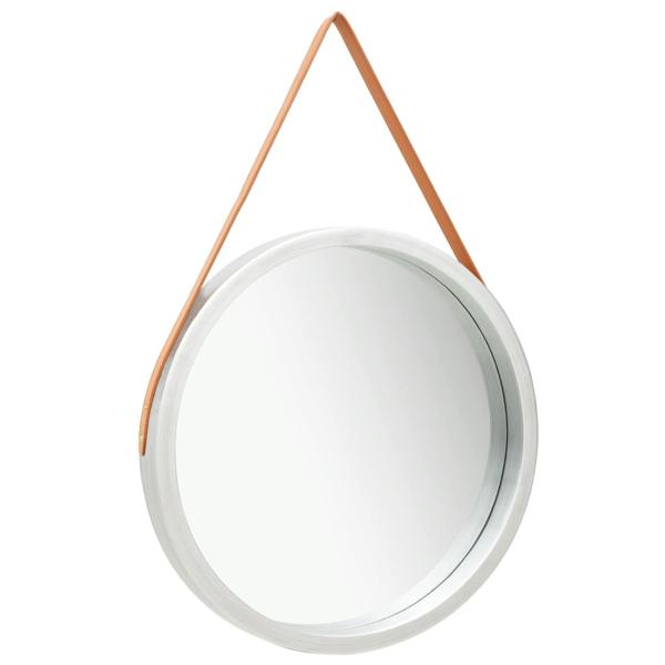 Wandspiegel mit Gürtel 60 cm Silbern