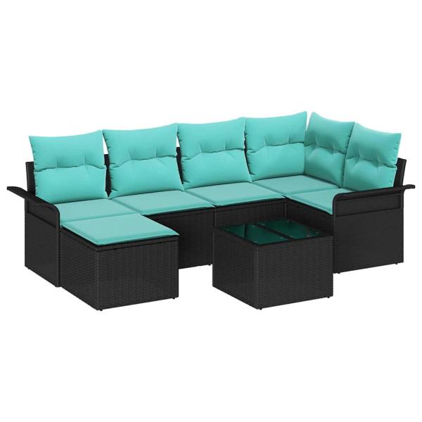 Gartensofa-set mit Kissen Schwarz Poly-Rattan