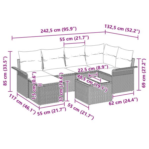 Gartensofa-set mit Kissen Schwarz Poly-Rattan