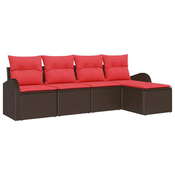 Gartensofa-set 5 stk. Braun Poly-Rattan