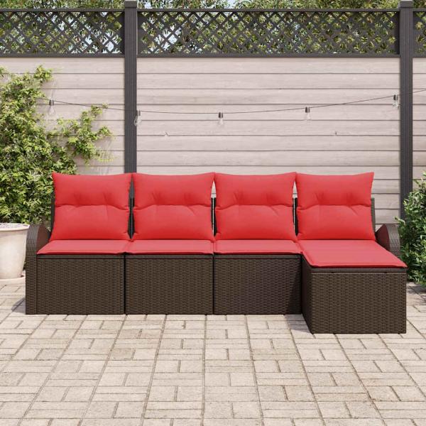 Gartensofa-set 5 stk. Braun Poly-Rattan