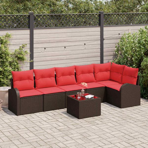 ARDEBO.de - Gartensofa-set 7 stk. Braun Poly-Rattan