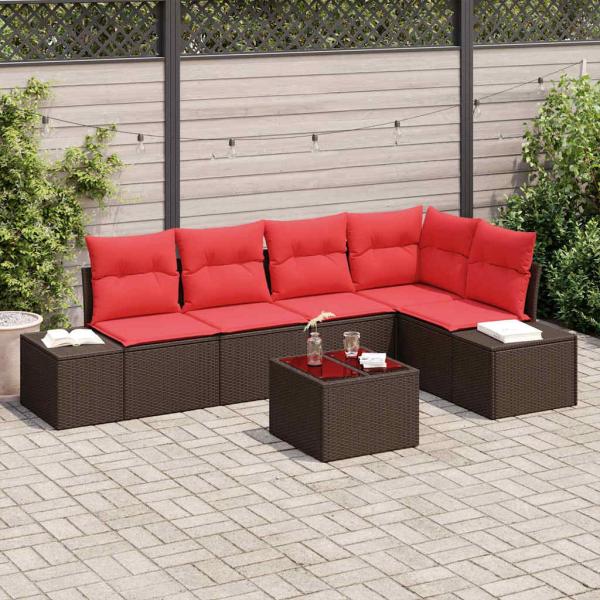 ARDEBO.de - Gartensofa-set 6 stk. Braun Poly-Rattan