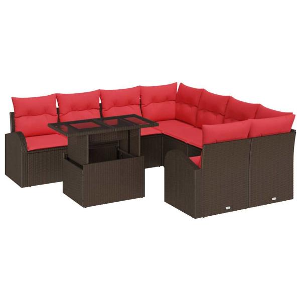 Gartensofa-set 9 Stk. Braun Poly-Rattan