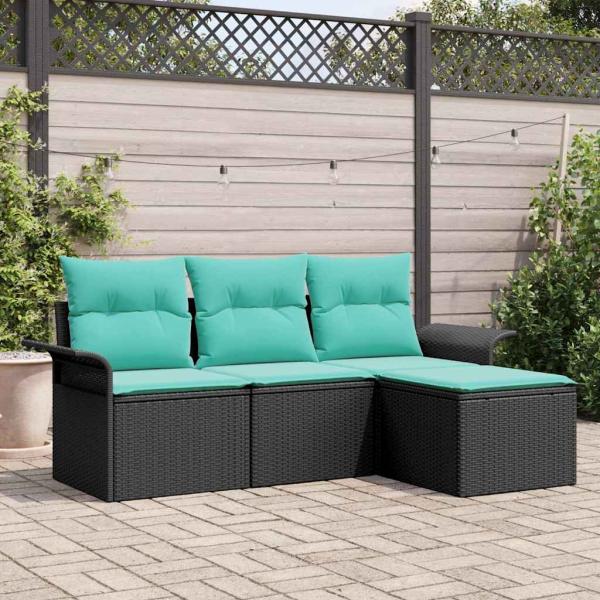 ARDEBO.de - Gartensofa-set 4 Stk. Schwarz Poly-Rattan