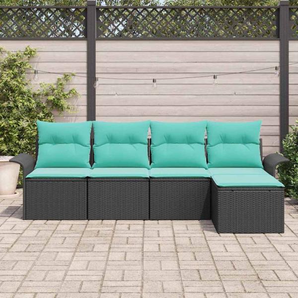 Gartensofa-set 5 Stk. Schwarz Poly-Rattan