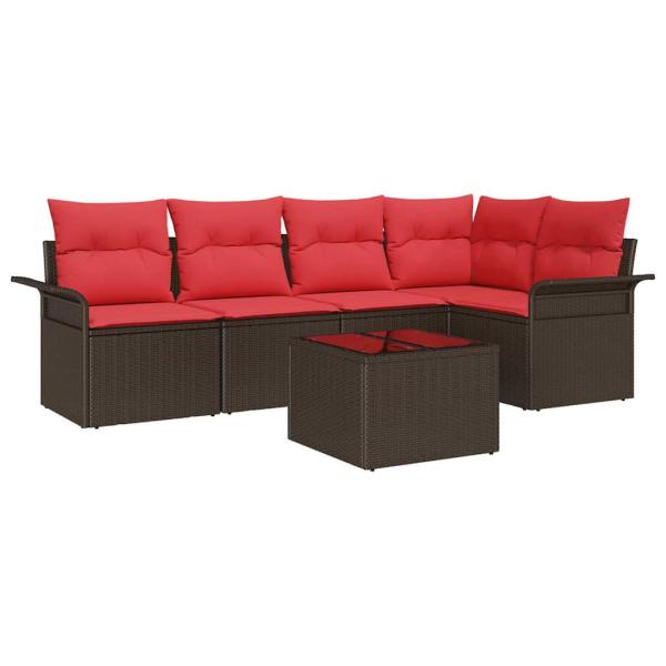 Gartensofa-set 6 stk. Braun Poly-Rattan