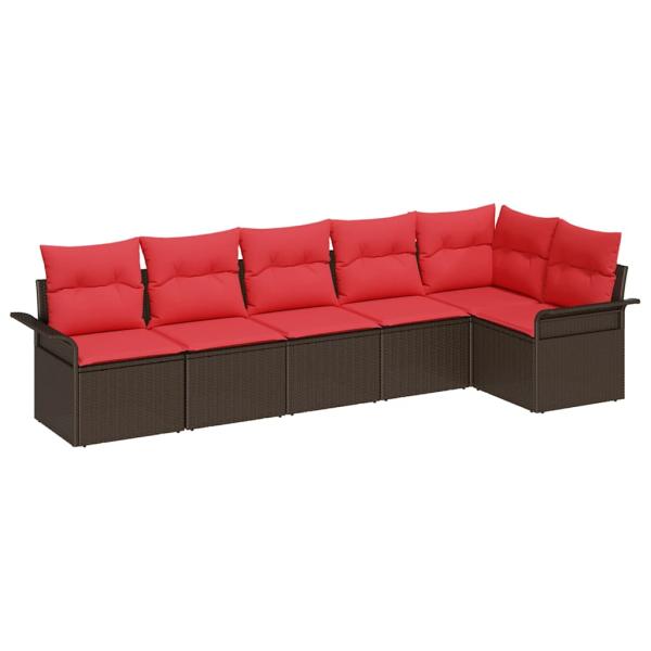 Gartensofa-set 6 stk. Braun Poly-Rattan