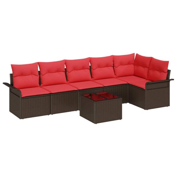 Gartensofa-set 7 stk. Braun Poly-Rattan