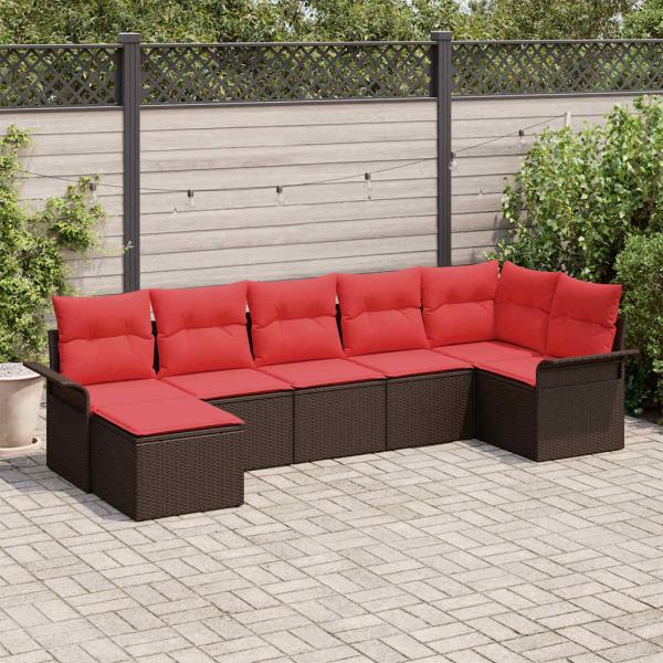 ARDEBO.de - Gartensofa-set 7 stk. Beige Poly-Rattan