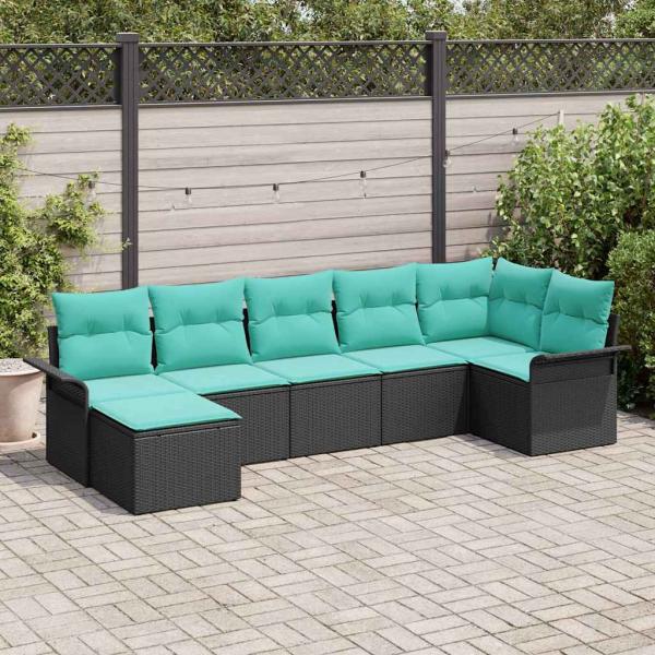 ARDEBO.de - Gartensofa-set 7 Stk. Schwarz Poly-Rattan